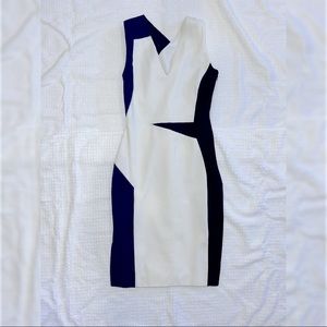Small Black,white and blue colored midi dress